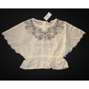 NWT Baby Gap kids girl Ivory embroidered blouse top shirt butterfly batwing 2t 2